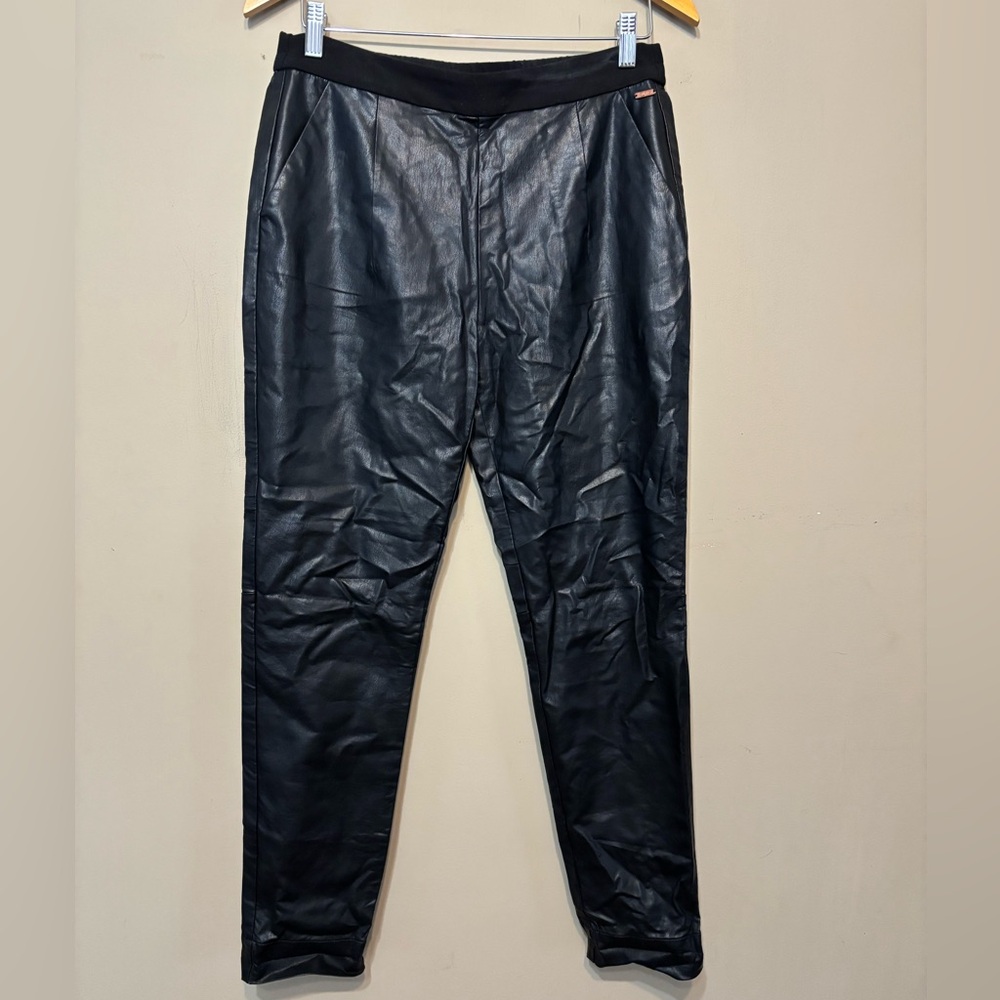 DEPT Faux Leather Pants, Elastic Waist